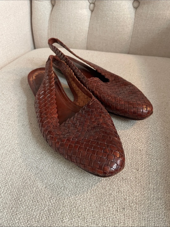 Nordstrom Shoes - Woven Leather Slingback Flats - Brown